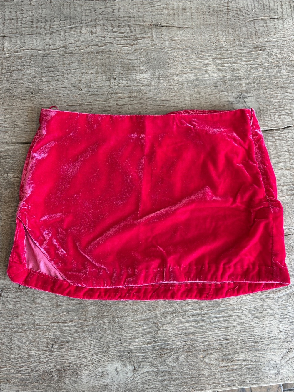 Free People Hot Pink  Velvet Mini Skirt